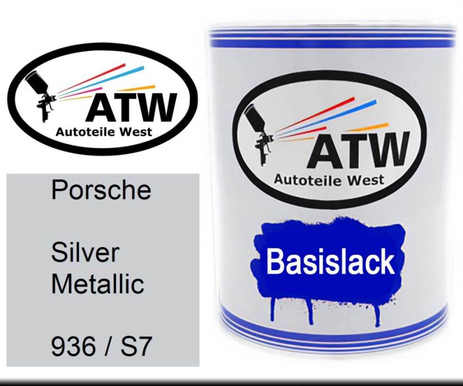 Porsche, Silver Metallic, 936 / S7: 1L Lackdose, von ATW Autoteile West.